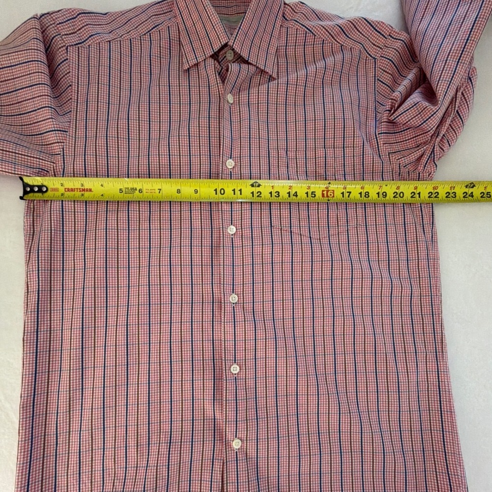 Ermenegildo Zegna Men Medium Red Blue Check Cotton Long Sleeve Button Down Shirt - Picture 6 of 11